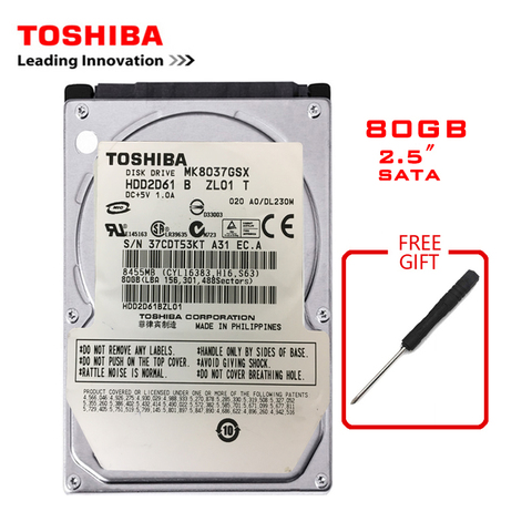 Внутренний жесткий диск TOSHIBA, 80 ГБ, 2,5 дюйма, SATA, 100 Мб/8 Мб, 5400 об/мин-7200 об/мин ► Фото 1/6