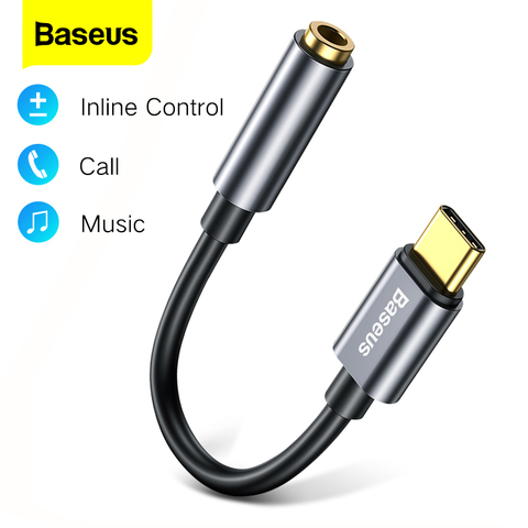 Адаптер Aux Baseus с USB Type C на 3,5 мм, аудиоадаптер с USB на 3,5 мм для наушников Huawei, Xiaomi Oneplus, кабель OTG с разъемом Type-C 3,5 ► Фото 1/6