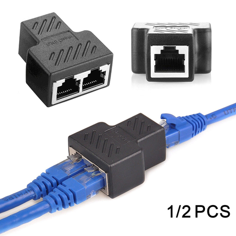 Сетевой сплиттер RJ45 Ethernet LAN, 1-2 канала, двойной адаптер, переходник, расширитель, адаптер, переходник ► Фото 1/1