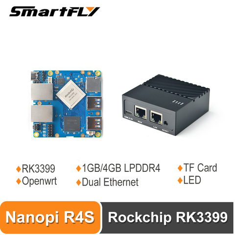 Портативный мини-роутер FriendlyElec Nanopi R4S OpenWRT с двумя портами Ethernet 4 Гб LPDDR4 на базе RK3399 Soc для IOT ► Фото 1/6