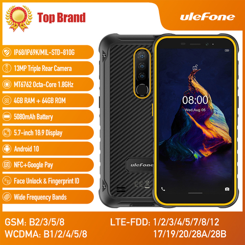 Ulefone Power X8 Android 10,0 Оперативная память 4 Гб Встроенная память 64 Гб мобильный телефон 5,7 ''Восьмиядерный IP68 Водонепроницаемый прочный телефон с двумя слотами sim-карты NFC Dual SIM ► Фото 1/1