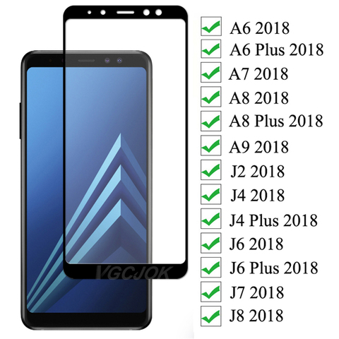 Защитное стекло 9D для Samsung Galaxy A6 A8 J4 J6 Plus 2022 J2 J8 A7 A9 2022, закаленное стекло, защитная пленка для экрана, чехол ► Фото 1/6