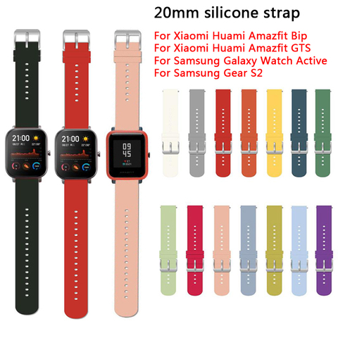 Ремешок силиконовый для часов Amazfit Bip S, браслет для Xiaomi Huami Amazfit GTS/Bip Lite/Bip 1S/Bip 2/GTR 42 мм, 20 мм ► Фото 1/6