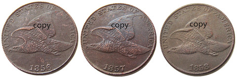 США набор из 3 предметов (1856, 1857, 1858), декоративная монета с изображением орла и цента ► Фото 1/5