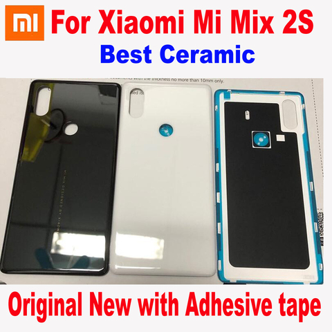 100% оригинал, новинка, задняя крышка батареи, корпус, дверь для Xiaomi Mix 2S mix2S Mi Mix 2S, керамическая крышка для телефона, задняя крышка с клеем ► Фото 1/2