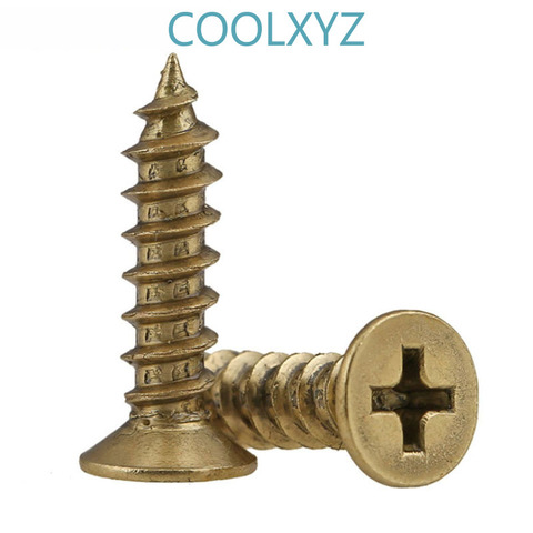 CoolXYZ саморезы с потайной головкой из латуни, саморезы KA Copper Philip с плоской головкой, резьба по дереву M3 M4M5 10 шт. ► Фото 1/6