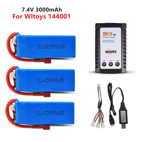 Wltoys 144001 автомобиль 2s 7,4 V 3000mAh стандартная вилка для Wltoys 1/14 144001 RC автомобиль Лодка Lipo батарея обновленные детали ► Фото 1/6