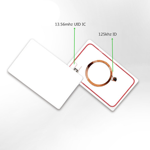 Двойной чип, Частота RFID 13,56 МГц 1K UID и T5577 125 кГц ID, пустая считываемая карта, перезапись для копировального аппарата ► Фото 1/2