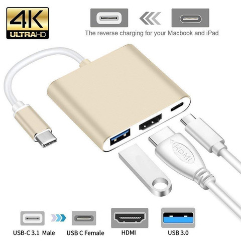 USB-концентратор 3 в 1, адаптер USB Type-C, концентратор HDMI 4K, поддержка Samsung, родительский режим Dex с PD для MacBook Pro/Air 2022 ► Фото 1/6