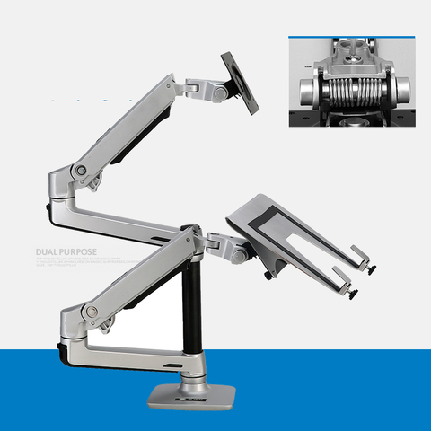 Настольная подставка для ноутбука 10-17 дюймов с механической пружиной и двойным монитором ► Фото 1/3