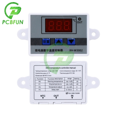 XH-W3002 110/220V цифровой светодиодный Температура Управление; 10A термостат Управление переключатель датчика Водонепроницаемый Сенсор W3002 терморегулятор ► Фото 1/6