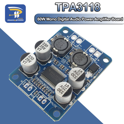 TPA3118 60 Вт 12В 24В PBTL моно цифровой аудио усилитель мощности, Плата усилителя мощности, модуль автомобиля, высокая мощность, низкая мощность ► Фото 1/6