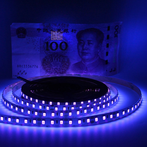 12 В УФ светодиодная лента освещения 5050 2835 SMD 395-405nm ультрафиолетовая светодиодная Диодная лента фиолетовая гибкая лента лампа для DJ флуоресц... ► Фото 1/6