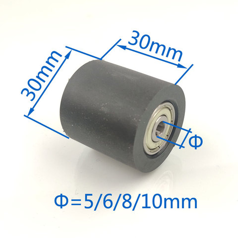 Нейлоновые ролики/колеса с двумя подшипниками, диаметр 30 мм, длина 30 мм, черный цвет, материал PU, раздвижные, 5 мм/6 мм/8 мм/10 мм. ► Фото 1/1