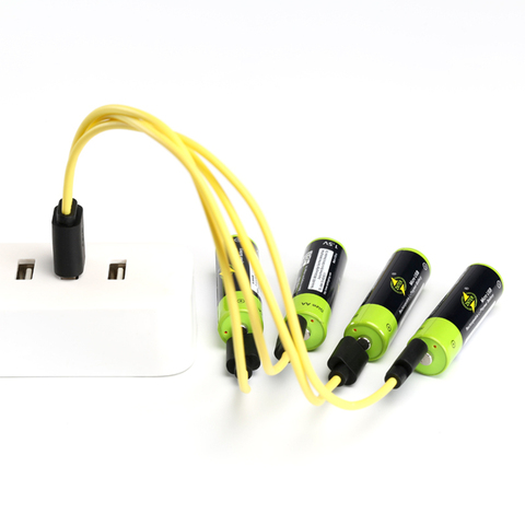 4 шт., перезаряжаемая батарея ZNTER 1,5 В 1700 мА/ч, перезаряжаемая USB литиевая полимерная батарея + 1 шт. кабель Micro USB для быстрой зарядки ► Фото 1/5