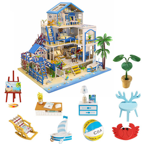 Деревянный кукольный 3d-дом, миниатюрные миниатюры «сделай сам», игрушки для детей, подарок на день рождения, различные стили мебели ► Фото 1/6