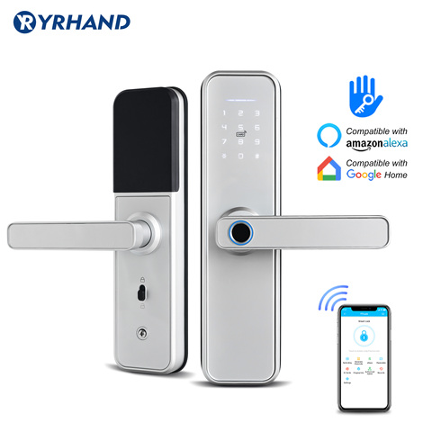 X5 Wifi электронный умный дверной замок с приложением ttlock, безопасность биометрический отпечаток пальца интеллектуальный замок с паролем RFID к... ► Фото 1/6