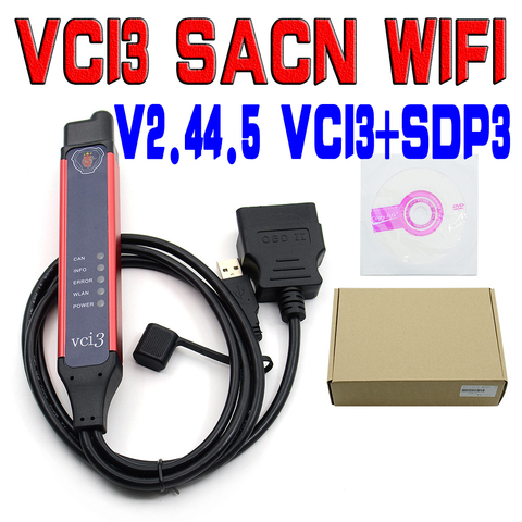 Новейший мягкий лучше, чем VCI2 VCI1 подходит для V2.44/2.40.1/2,31 качество A + OBD 2 сканер WIFI беспроводной SDP3 VCI3 для диагностики грузовика ► Фото 1/6