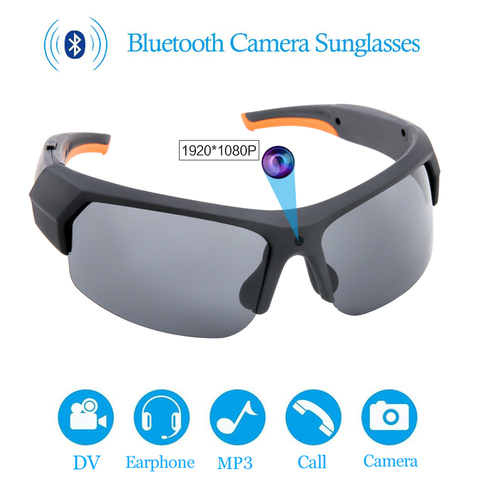 Поляризованных солнцезащитных очков Камера гарнитура HD1080P Многофункциональный Bluetooth MP3 плеер для фото и видео со светодиодами Регистраторы... ► Фото 1/6