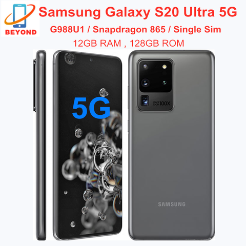 Samsung Galaxy S20 ультра 5G G988U1 G988U 128 Гб встроенной памяти 12 Гб ОЗУ Восьмиядерный процессор Snapdragon 865 сотовый телефон оригинальный разлоченый мобильный телефон ► Фото 1/4