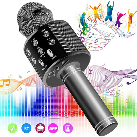 Bluetooth KTV микрофон беспроводной микрофон профессиональный Динамик ручной микрофон плеер для вокала, с рекордером микрофон ► Фото 1/6