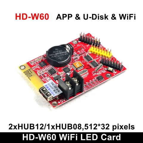 Бесплатная доставка 2022, топ Huidu HD-W60 U-Disk, Wi-Fi, одноцветный светодиодный дисплей, карта управления ► Фото 1/6