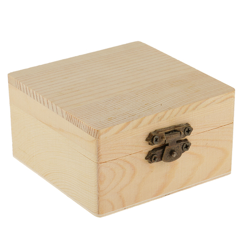 Пустые необработанные квадратный Форма деревянная коробка подарка коробка ювелирных изделий DIY база для детей игрушки, поделки ► Фото 1/6