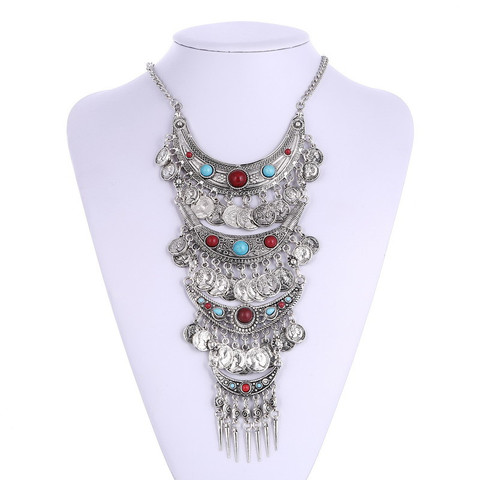 Женское винтажное ожерелье LOVBEAFAS, модные браслеты-подвески в богемном стиле, многослойное ожерелье с монетами и кисточками ► Фото 1/6