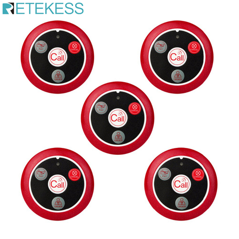 Пейджер Retekess T117 беспроводной с кнопкой вызова официанта, 433 мгц, 5 шт. ► Фото 1/6
