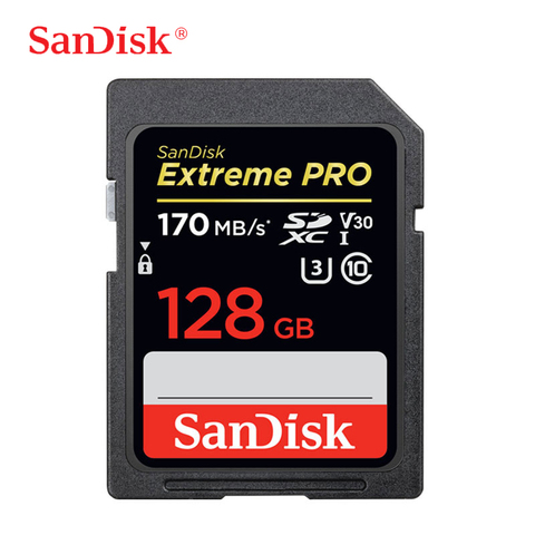 SanDisk Extreme PRO SDHC SDXC карта памяти, 64 ГБ, 128 ГБ, 256 ГБ, до 170 МБ/с./с, класс 10, C10, U3, V30, 4K, 32 ГБ, 95 МБ/с./с, для камеры ► Фото 1/6