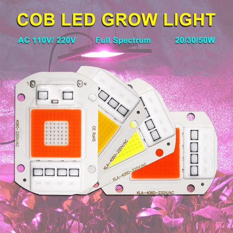 AC 220V COB Светодиодный светильник для выращивания растений 20 Вт 30 Вт 50 Вт Светодиодная лампа полного спектра для выращивания растений Прожект... ► Фото 1/6