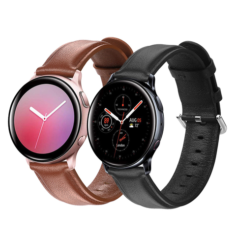 Ремешок из натуральной кожи для samsung galaxy watch active 2, 40 мм, 44 мм, Смарт-часы, спортивные наручные часы, браслет, ремешок для часов, 20 мм, аксессуары ► Фото 1/6