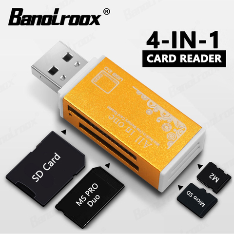 Новый цветной кардридер 4 в 1 для карты памяти Pro Duo Micro SD/T-Flash/M2/MS flash usb кардридер sd адаптер ► Фото 1/6