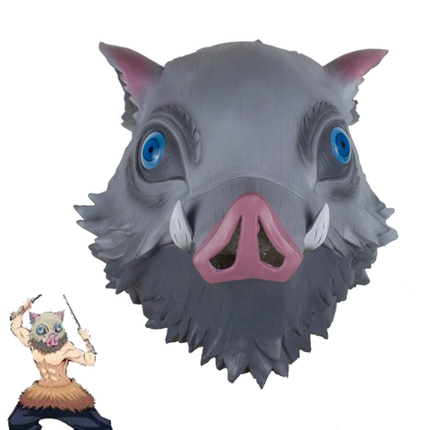 Demon Slayer Kimetsu no Yaiba косплей, маска Hashibira Inosuke, маска кабана, латексные взрослые маски для Хэллоуина, костюм Prop ► Фото 1/6