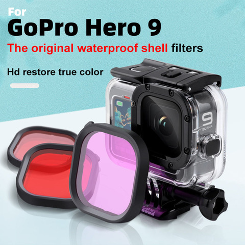 Оригинальный водонепроницаемый чехол для Gopro Hero 9, черный чехол для объектива с фильтром для дайвинга, защитный чехол для подводной съемки, а... ► Фото 1/6