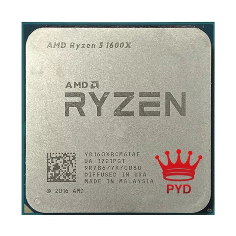 Центральный процессор MD Ryzen 5 1600X R5 1600X 3,6 ГГц, шестиядерный, двенадцатипоточный, 95 Вт, L3 = 16M, YD160XBCM6IAE, разъем AM4 ► Фото 1/2