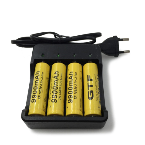 4 шт. новый бренд 18650 Батарея 3,7 V 9900 mah литий-ионный перезаряжаемый аккумулятор 18650 батарея, батарея + 1 шт. 18650 зарядное устройство интеллигентая (ый) ► Фото 1/6