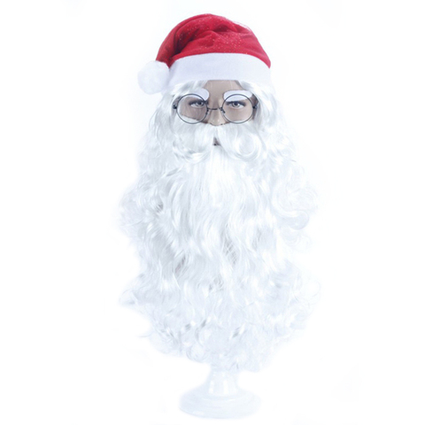 Рождественский парик для бороды Санта-Клауса, белые кудрявые Длинные Синтетические волосы, взрослый Косплей-костюм, рождественский подаро... ► Фото 1/1