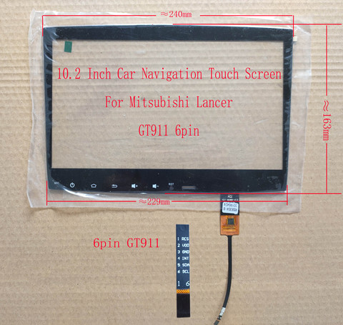 10,2 дюймов сенсорный экран IIC для M-itsubishi Lancer GT911 6pin 240 мм * 163 мм TP002 ► Фото 1/1