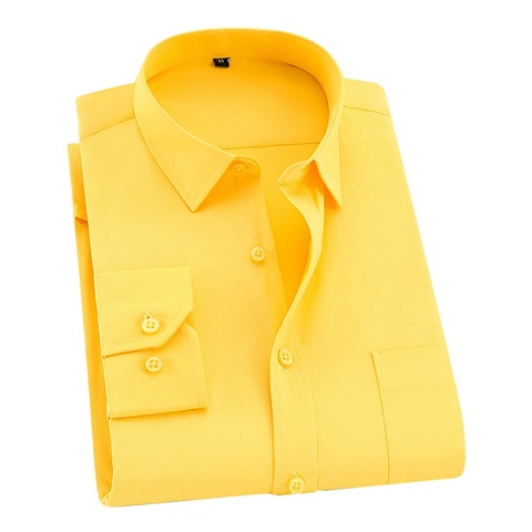 DAVYDAISY 8xl 7xl мужская рубашка с длинным рукавом, деловая Повседневная рубашка из Твила, белая, желтая, брендовая формальная рубашка, мягкая DS275 ► Фото 1/5