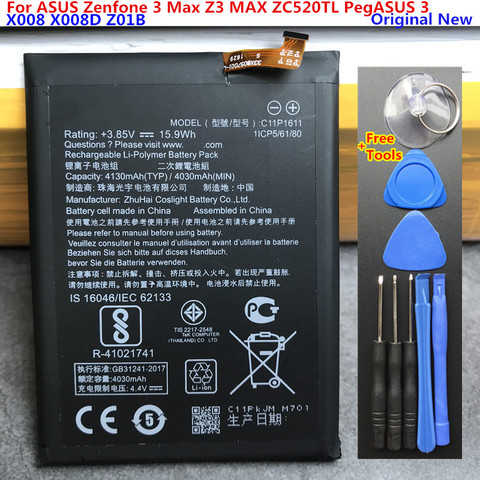 Новый оригинальный настоящий аккумулятор ZB570TL 4130 мАч для ASUS Zenfone Pegasus 4S Max Plus M1 ZB570TL X018DC аккумулятор + Инструменты ► Фото 1/3
