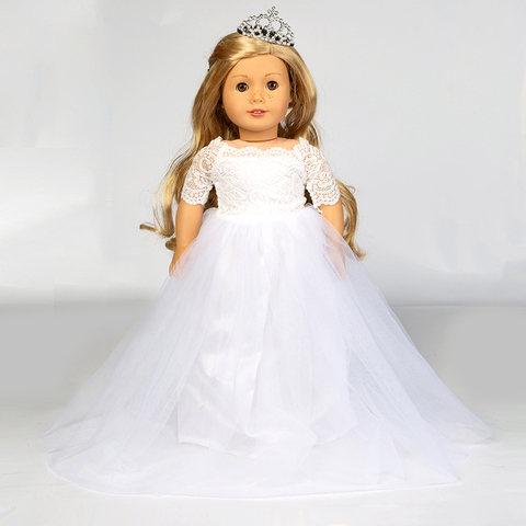 Элегантное белое свадебное платье для американской девочки, кукла 18 дюймов, одежда Ddoll ► Фото 1/6