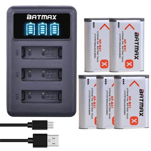 Аккумуляторная батарея Batmax 1860 мА · ч NP-BX1 NPBX1 + светодиодсветодиодный зарядное устройство с 3 слотами USB для Sony DSC-RX100 WX500 HX300 WX300 AS30V AS300 M3 M2 HX60 ► Фото 1/6