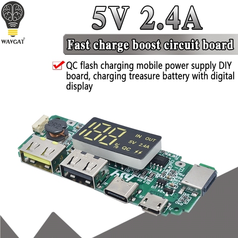 Двойной USB 5V 2.4A Micro/Type-C светодиодный USB Мобильный банк питания 18650 зарядный Модуль литиевая батарея зарядное устройство плата защиты цепи ► Фото 1/6