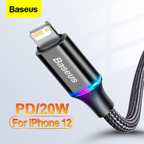 USB-кабель Baseus 20 Вт с портом Type-C PD для iPhone 12, 11 Pro, XS, Max, X, XR, 18 Вт, зарядное устройство для быстрой зарядки, USB-кабель для передачи данных для iPad, шнур ► Фото 1/6