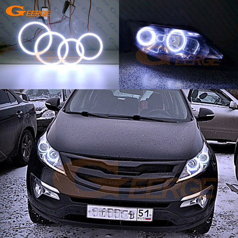 Для Kia Sportage SL 2010 2011 2012 2013 2014 2015 превосходные ультра яркие кольца с монолитным блоком светодиодов ► Фото 1/6