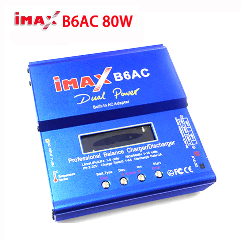 IMAX B6 AC RC зарядное устройство 80 Вт B6AC 6A двухканальный баланс зарядное устройство цифровой ЖК-экран Li-Ion Nimh Nicd Lipo зарядное устройство ► Фото 1/6