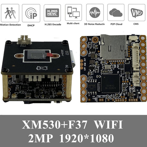 Беспроводная плата модуля IP-камеры XM530 + F37 с Wi-Fi, 1080P, 1920*1080, 25 кадров в секунду, поддержка SD-карты, iCsee, XMEYE, CMS, аудио, P2P, 4 шт. ► Фото 1/6