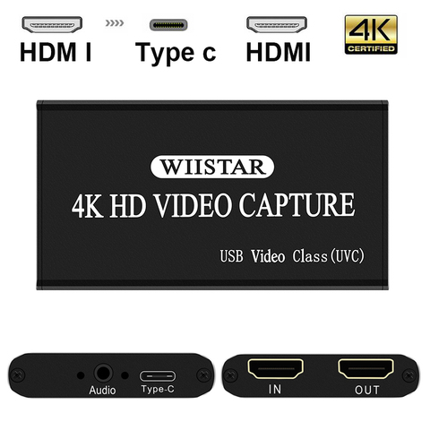 USB HDMI Аудио Видео устройство захвата карты, Тип c игра захвата HD 4k 30Hz прямая трансляция игра захват для Win8 Windows 10 MAC Linux ► Фото 1/6