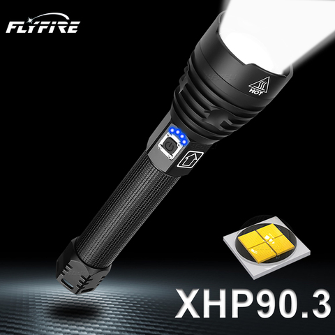 Xhp90.2 400000cd самый мощный светодиодный фонарик Usb Xhp50 перезаряжаемые тактические фонарики 18650 или 26650 ручной фонарь Xhp70 ► Фото 1/6